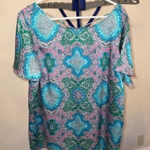 Woman's Talbots Short Sleeve Medallion Print Shirt